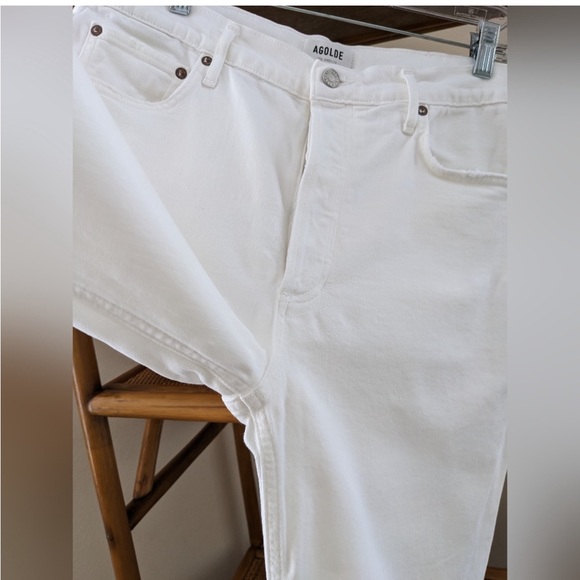 AGOLDE riley high rise straight crop jeans size 31 white boho button fly comfy - Picture 2 of 7